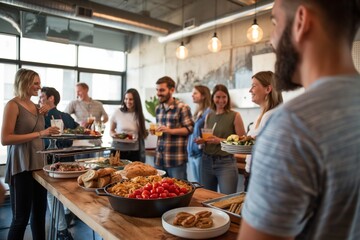 People gathered around a table enjoying various delicious dishes together