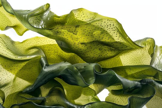 Laminaria seaweed close up on white background
