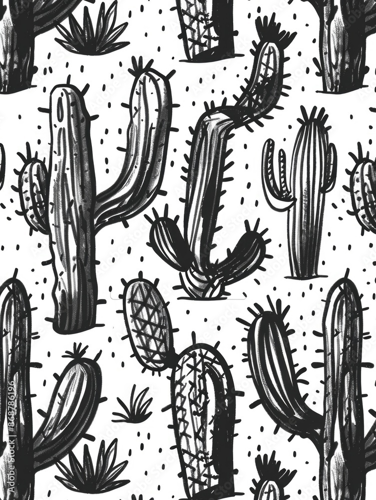 Wall mural cactus plants illustration