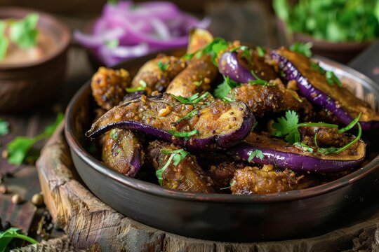 Make a crispy Indian eggplant dish by pan frying