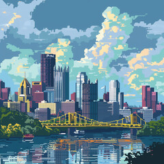 8 Bit Pittsburgh city skyline