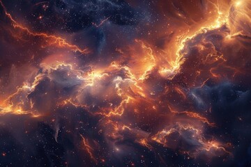 Fantasy alien galaxy nebula with glowing clouds and stars provided by