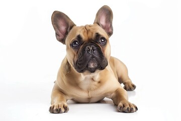 Fototapeta premium French bulldog resting on white background