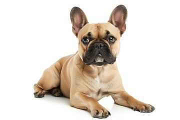 Fototapeta premium French bulldog resting on white background