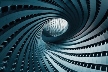 Naklejka premium Futuristic architecture with circular concentric background wave outdoor structures minimal technolo