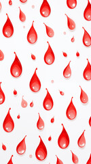 Red Paint and Water Drops on White Background, Abstract Image, Texture, Pattern Background, Wallpaper, Background, Cell Phone Cover and Screen, Smartphone, Computer, Laptop, 9:16 and 16:9 Format - PNG
