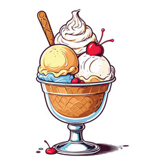 Delicious Ice Cream Sundae Illustration