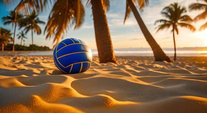 volleyball on the beach at sunset