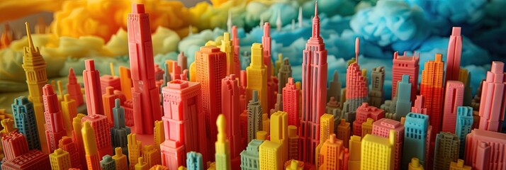 Fototapeta premium haunting clay model city