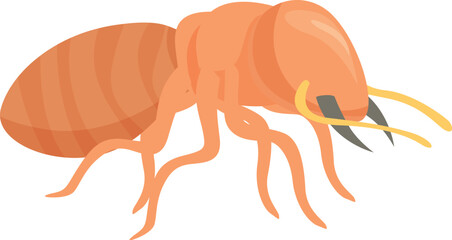 Cartoon big termite with six legs walking on white background