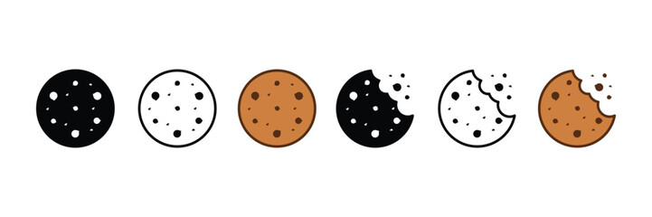 Set of Biscuit, cracker, Snack icon. Vector Illustration.