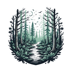 Hand Drawn Forest Pathway Illustration