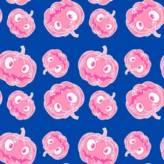 Halloween pumpkins seamless monsters pattern for wrapping paper and fabric