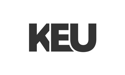 KEU logo design template with strong and modern bold text. Initial based vector logotype featuring simple and minimal typography. Trendy company identity.