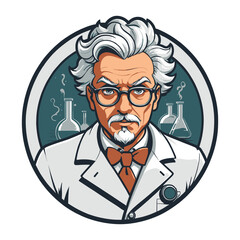 Mad Scientist in Lab Hand Drawn Illustration
