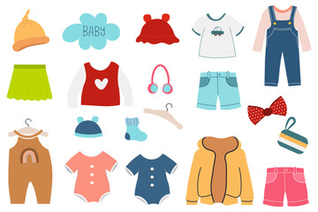 A set of illustrations of children's clothing, baby outfit