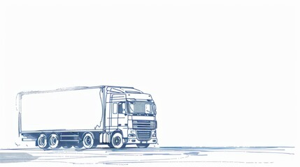 A white background with a simple line drawing of a truck at the bottom, copy space