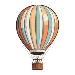Vintage Hot Air Balloon Illustration with Striped Pattern