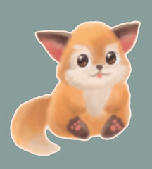 Cute little fox soft illustration