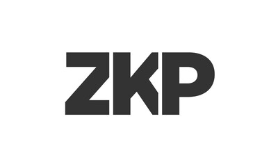 ZKP logo design template with strong and modern bold text. Initial based vector logotype featuring simple and minimal typography. Trendy company identity.