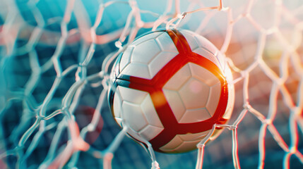 Naklejka premium soccer ball on the net, dynamic goal