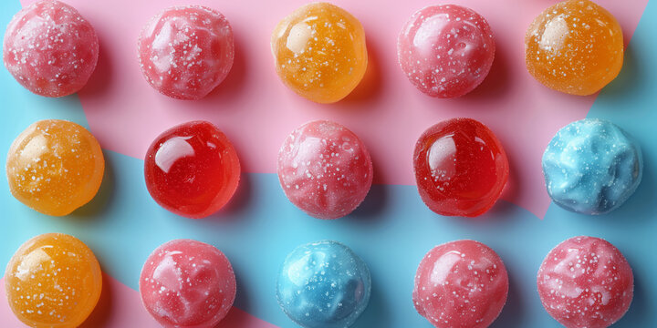 colorful candies close up background  Funny Candies  pink yellow flat background
