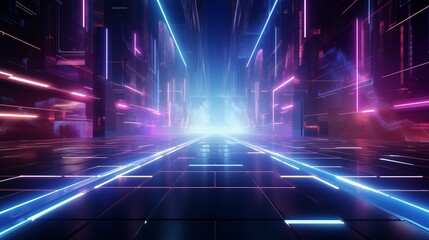 Fototapeta na wymiar Future technology line background and light effect, cyberpunk style background material with a sense of technology