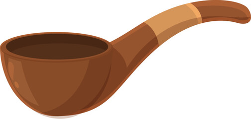Classic wooden smoking pipe is laying on a white background