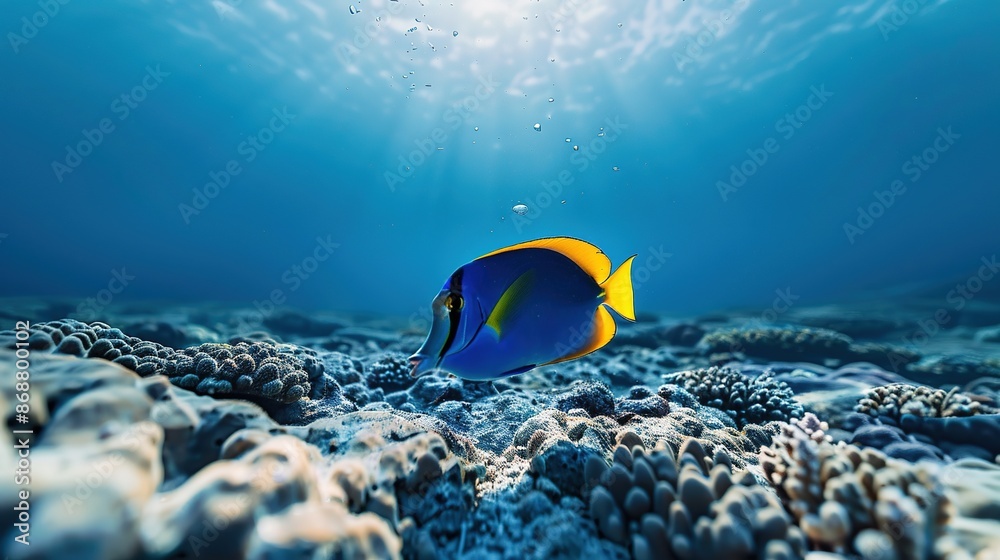 Poster Regal Tang Fish swimming in the open ocean