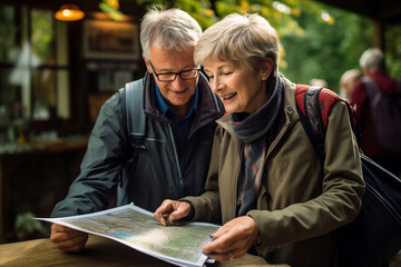 Joyful Senior Couple Browsing Travel Magazine
