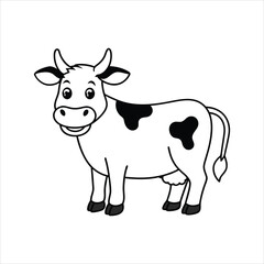 happy cartoon cow vector Line art