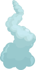 Cartoon smoke cloud trail is rising upward on white background