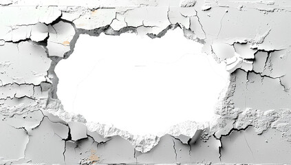 Obraz premium Hole breaking through white wall, cut out 