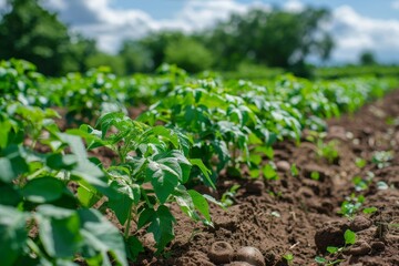 Tapioca and potato farms in rural area