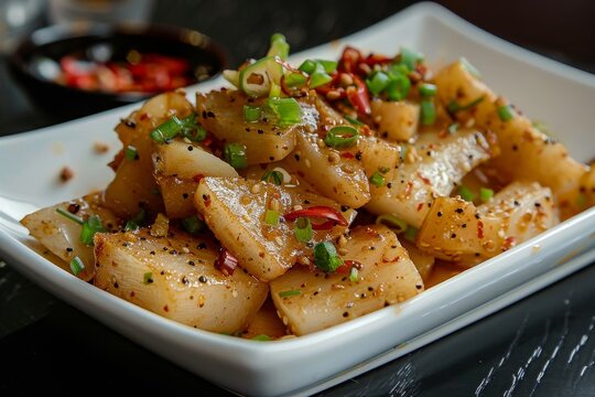 Tapay fermented cassava dish served on a white plate