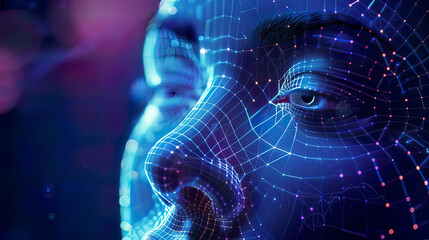 Face recognition for biometric security, detailed patterns, sleek modern design,  