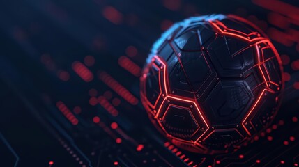 Fototapeta premium Clean cyber banner showcasing digital sports icons with sleek lines and glowing elements with copy space