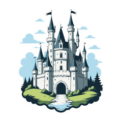 Castle Illustration in Modern Flat Style