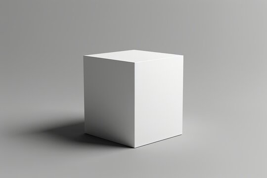 A single, clean, white cube sits on a gray surface. Generative AI