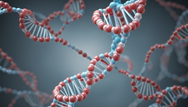 Three-dimensional, molecular visualization of the human deoxyribonucleic acid (DNA) strand in relation to pharmaceutical research and health concepts
