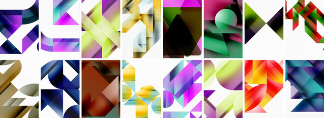 Triangles and circles abstract shapes templates set