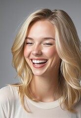 Stylish woman with a radiant smile, representing modern beauty and happiness