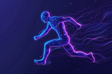 Naklejka premium Hightech illustration of a dynamic sport splash with vibrant neon accents and modern aesthetics with copy space