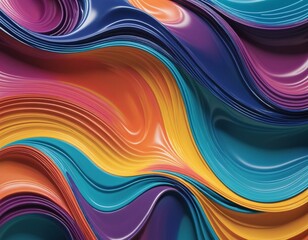 Vibrant 3D Abstract Wave Design Set: A futuristic, high-coloured collection of liquid waves in various shades of blue and purple, isolated on a modern gradient background