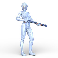 女性サイボーグ　3DCGレンダリング