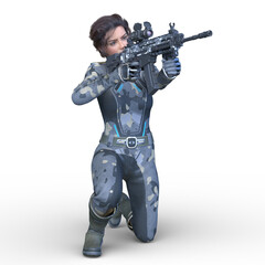 サイバーウーマン　3DCGレンダリング