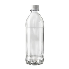Empty clear plastic bottle isolated on white background, suitable for packaging mockup or design projects. High-resolution stock photo.