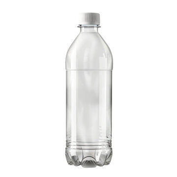 Empty clear plastic bottle isolated on white background, suitable for packaging mockup or design projects. High-resolution stock photo.