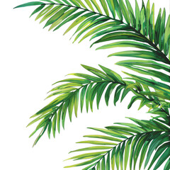 Fototapeta premium Tropical palm leaves illustration on transparent background perfect for design purposes, adding a fresh, exotic touch to your creative projects.