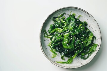 Fototapeta premium Wakame salad on white plate